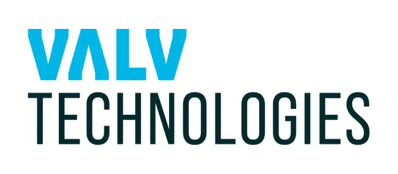 Valv Technologies logo on a white background with the text "Valv Technologies" written in blue